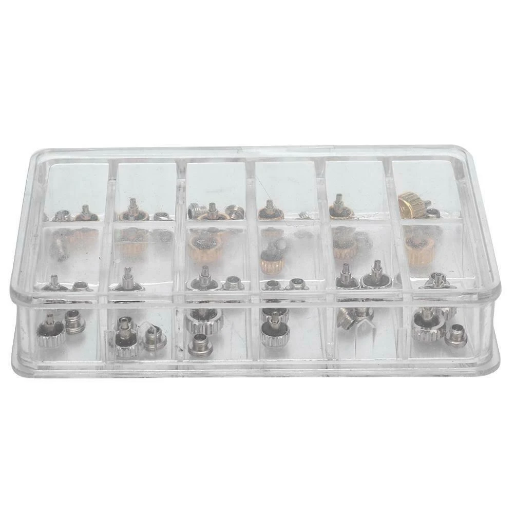 Relógio impermeável coroa substituição, Assorted Repair Tools com caixa, 48pcs