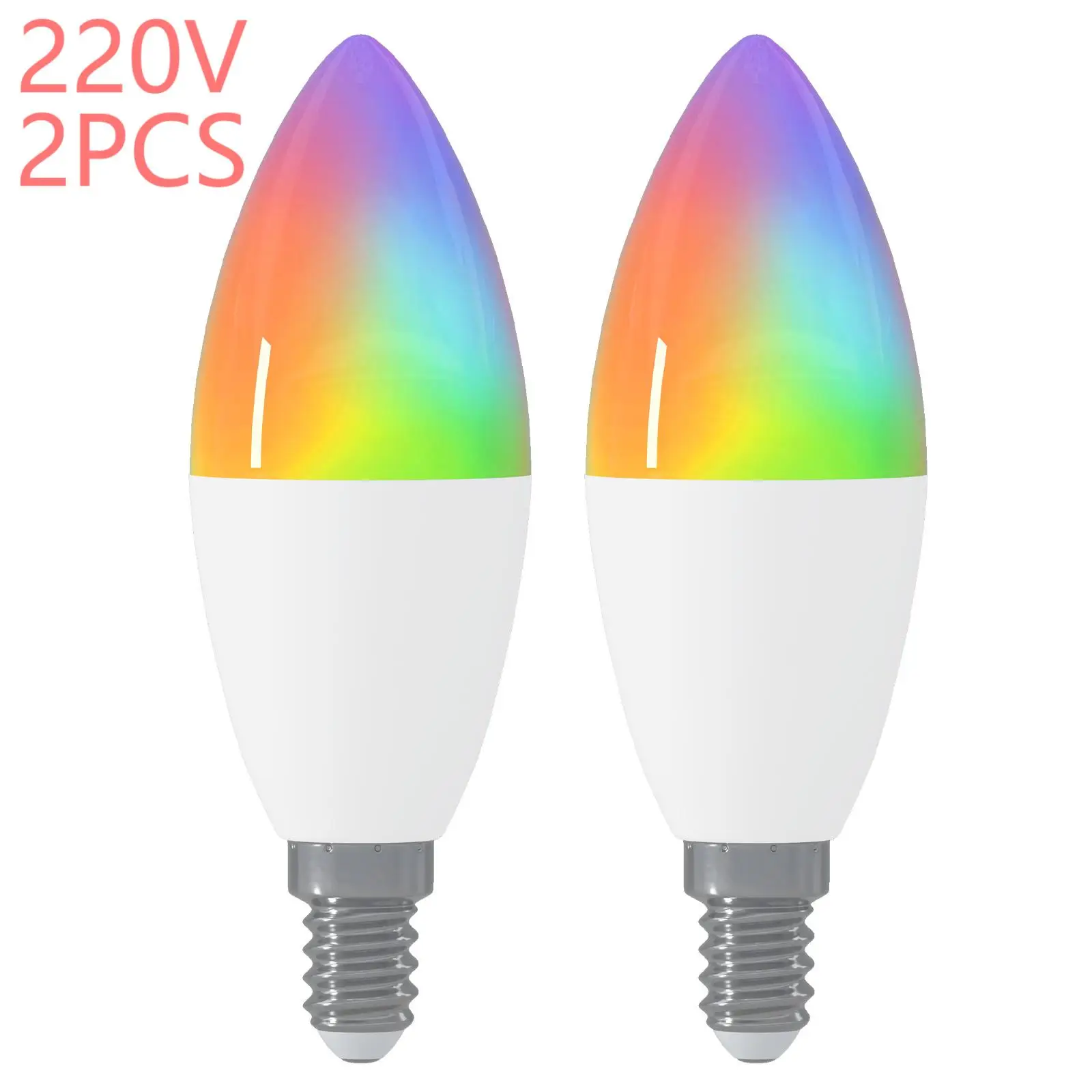 2PCS Smart Light Bulb 220V C37 E14 5W Color Changing Candle LED Light Bulbs Compatible with Alexa Google Home RGB WiFi Bluetooth