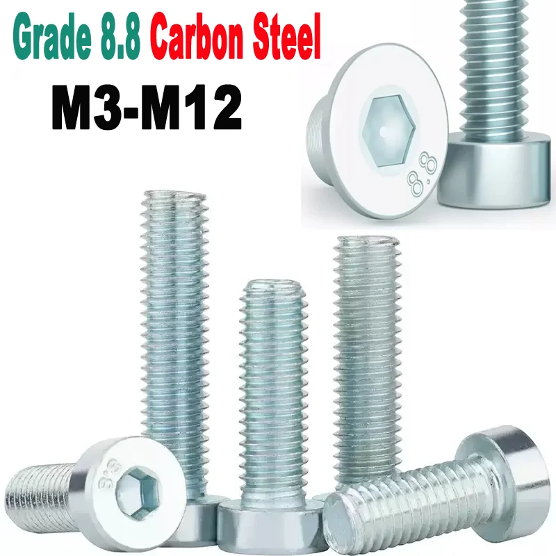 M3~M12 Grade 8.8 Carbon Steel Galvanized Hex Hexagon Socket Thin Low Short Profile Head Allen Cap Bolt Screws
