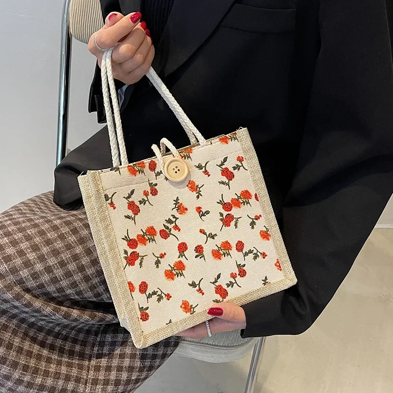 Retro Handbag Women Large-Capacity  Flower Print Shopper Tote Travel Bag  Grocery Storage Bag Mini Gift Packing сумка женская