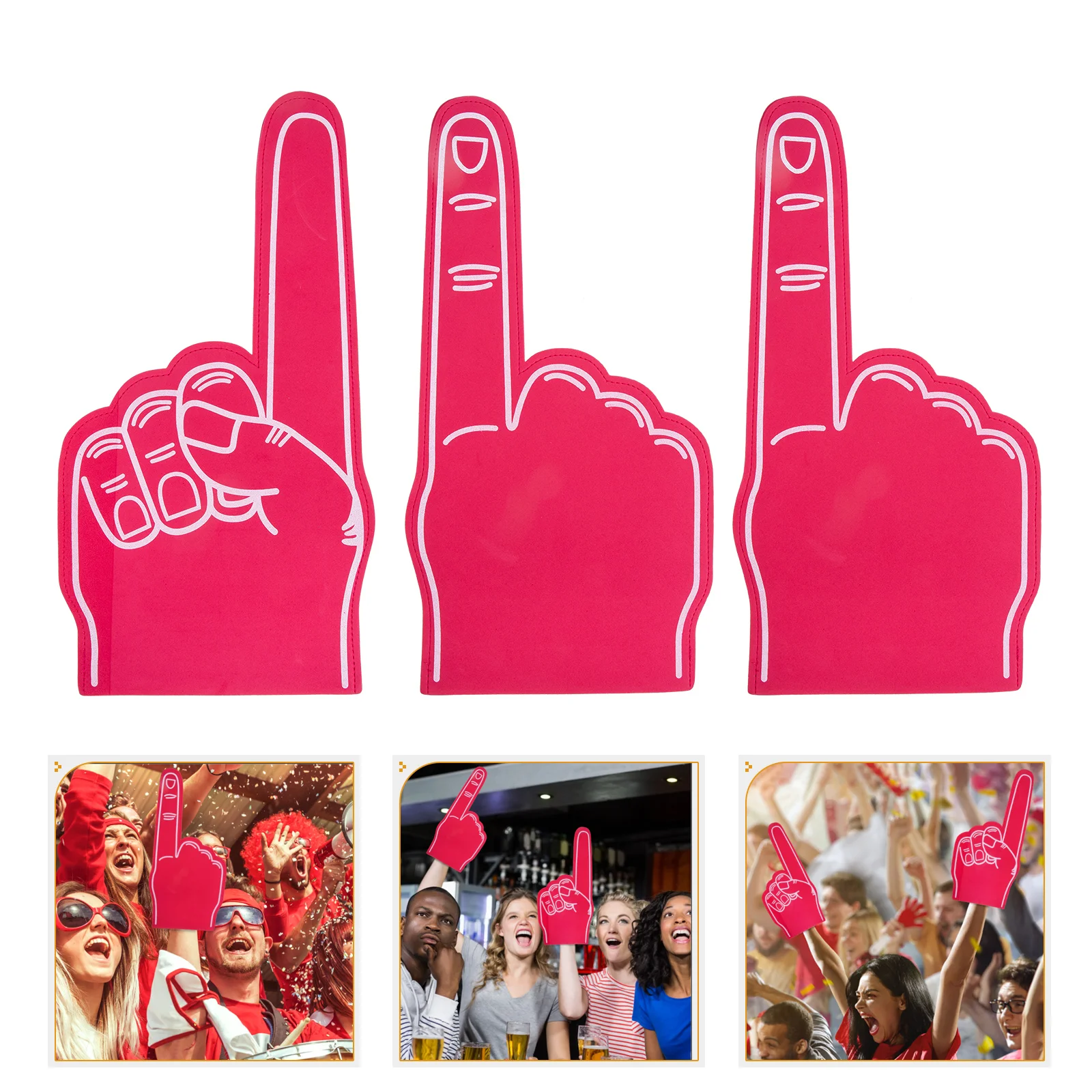 

3 Pcs Foam Fingers Cheerleading Cheering Foams Sports Inflatable Football Party Decorations Hand Props Fan