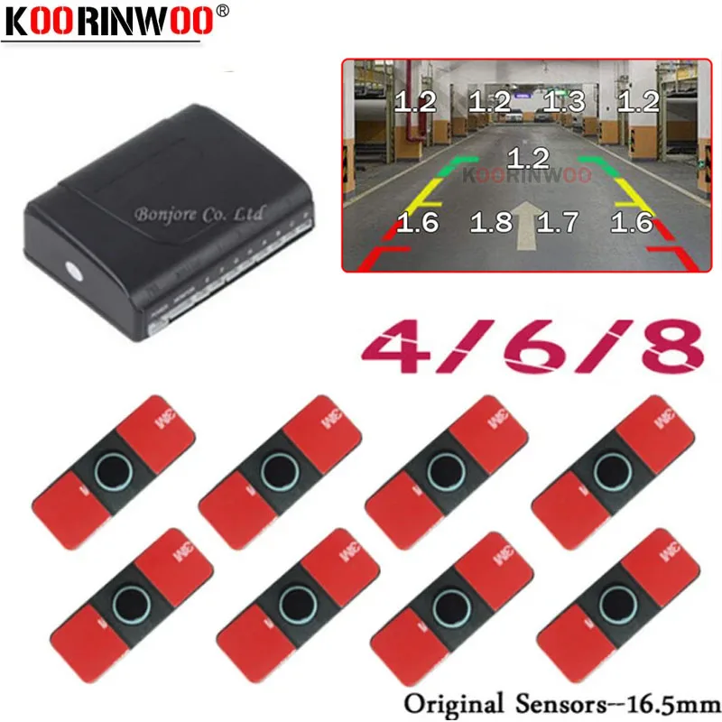 

Koorinwoo Original 16.5mm Electromagnetic Parktronic Car Parking sensors 8/6/4 Radars Alarm Buzzer Car Detector Video System