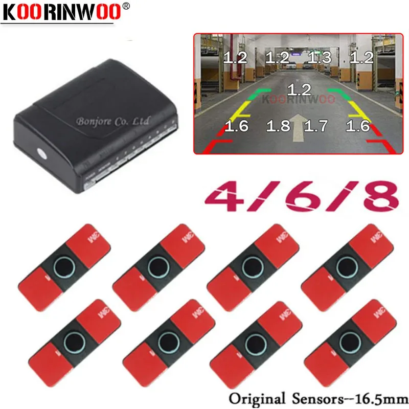 Koorinwoo Original 16.5mm Electromagnetic Parktronic Car Parking sensors 8/6/4 Radars Alarm Buzzer Car Detector Video System