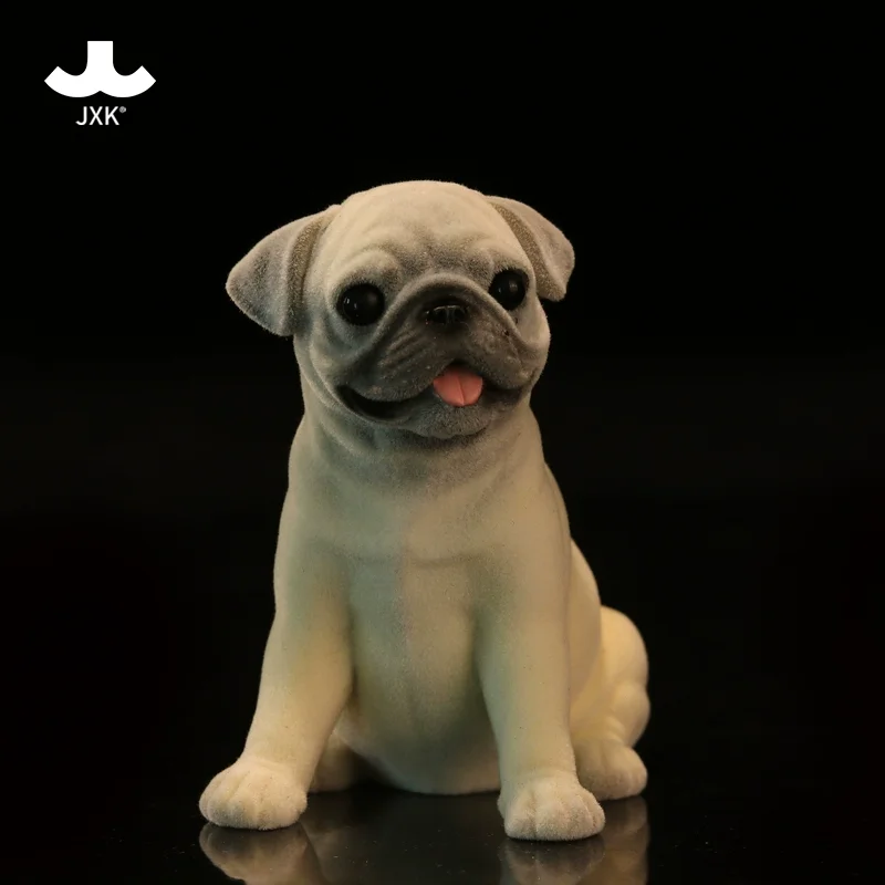 JXK2035 Pug Dog Model Cute Pet Dog Creative Scene Decoration Car Ornaments Simulation Model Static Display Souvenir Collection