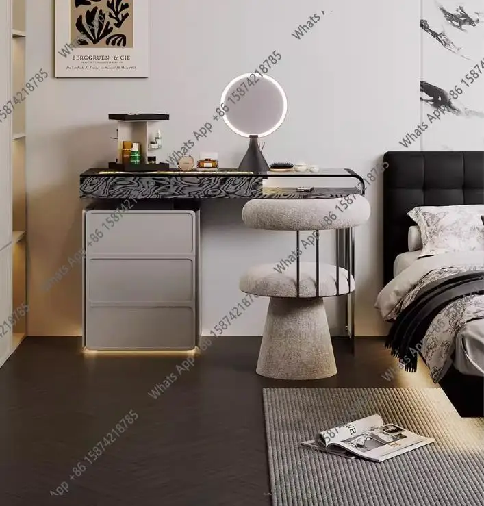 

Modern simple solid wood dresser chest cabinet integrated Italian minimalist bedroom retractable light luxury small apartment