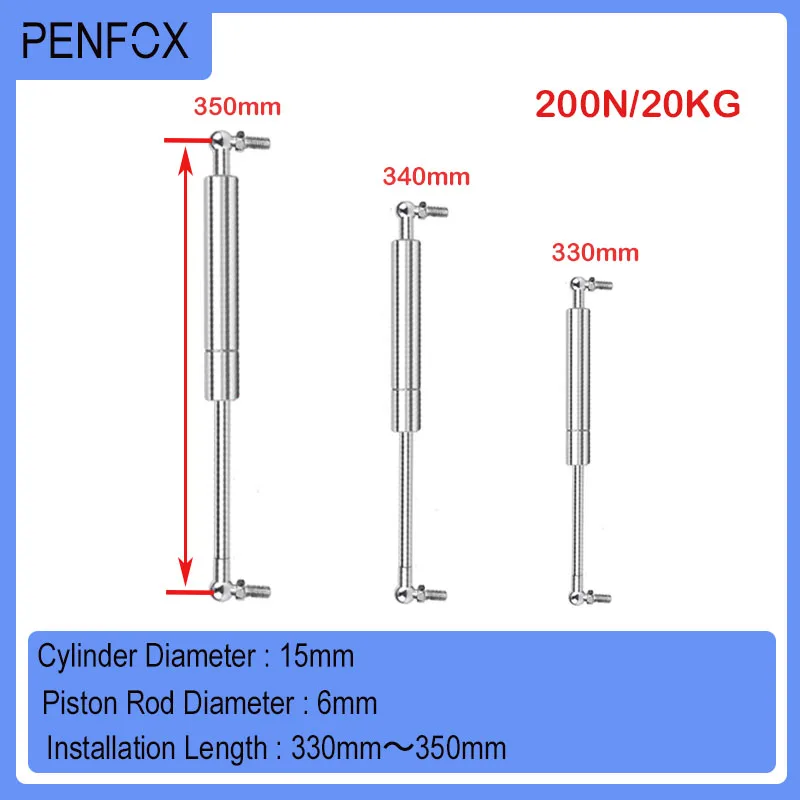 

1 PC 330mm-350mm 200N/20KG Furniture Strut Bar Car Gas Spring Stainless Steel Rod Medical Equipment Food Machinery Yacht Door