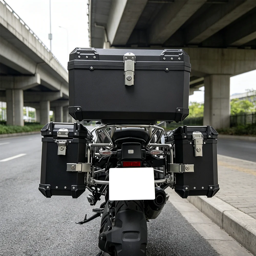 best 2 helmet universal trunk motorcycle Top box 52 L topbox fits helmets KOJEM Motorcycle Tour Tail Box Scooter Trunk Luggage Top Lock Storage Universal Motorcycle Tour Tail Box Carrier Case for Honda Harley Davidson Yamaha 48L Capacity Top 5 BEST Smart Motorcycle