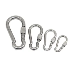5PCS 304 Stainless Steel Screw Lock Carabiner M4/M5/M6/M8/M10 Spring Snap Hook Quick Link Shackle Multifunctional  Hook