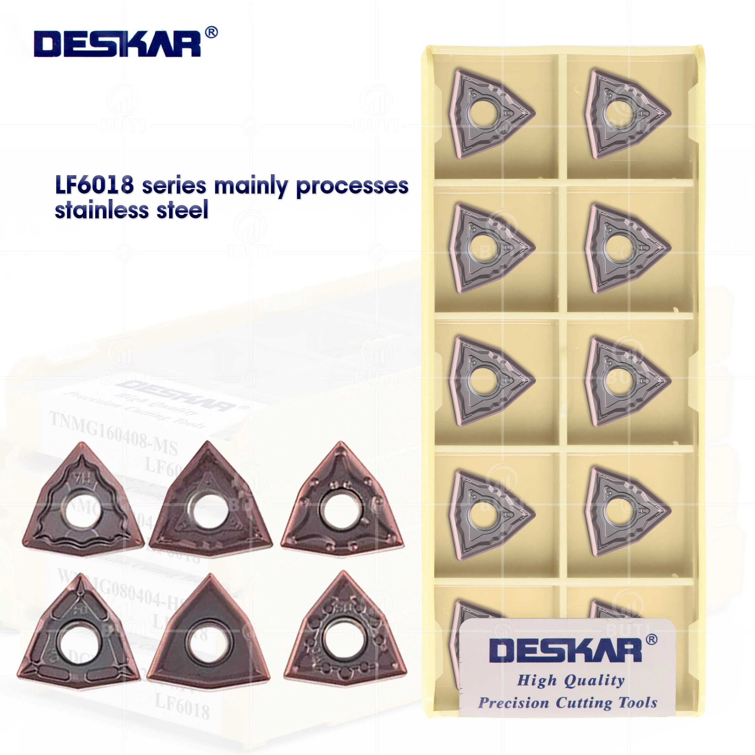 Deskar 100 Original Wnmg080404 Wnmg080408 ma ms mq Jms ha hs Lf6018 Cnc Torno Cortador de Corte Inserção de Carboneto para Aço Inoxidável