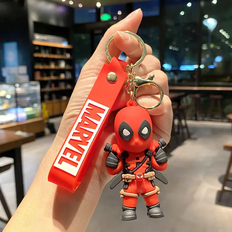 Marvel Avengers Figural Doll Keychain Cute Deadpool and Wolverine Bag Pendant Desktop Ornaments Key Ring Accessories Gift