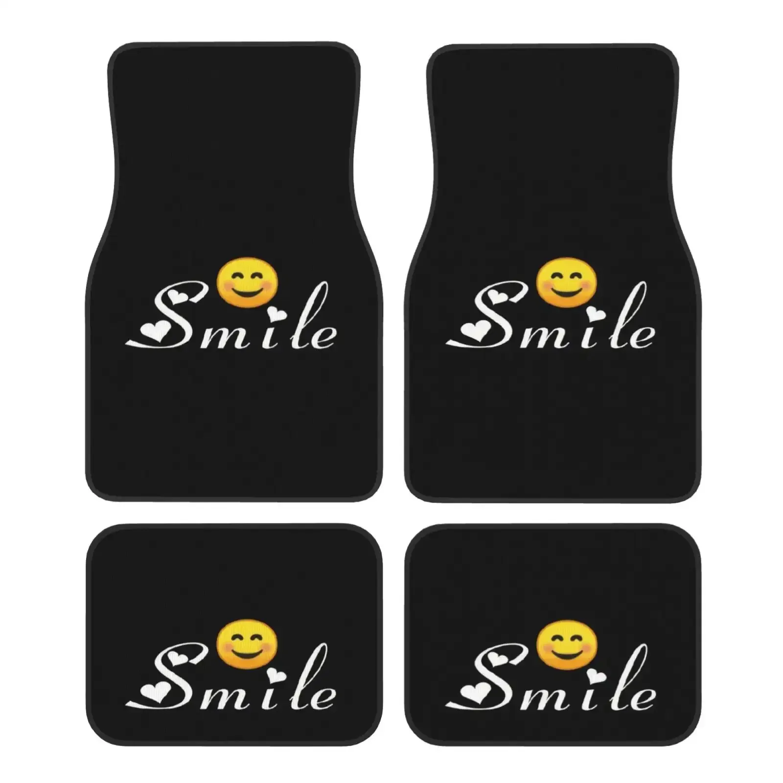 A Set Of Four Universal Car Floor Mats Made Of High-Density Polyester With Stylish Prints, Durable And Washable, Suitable For Al