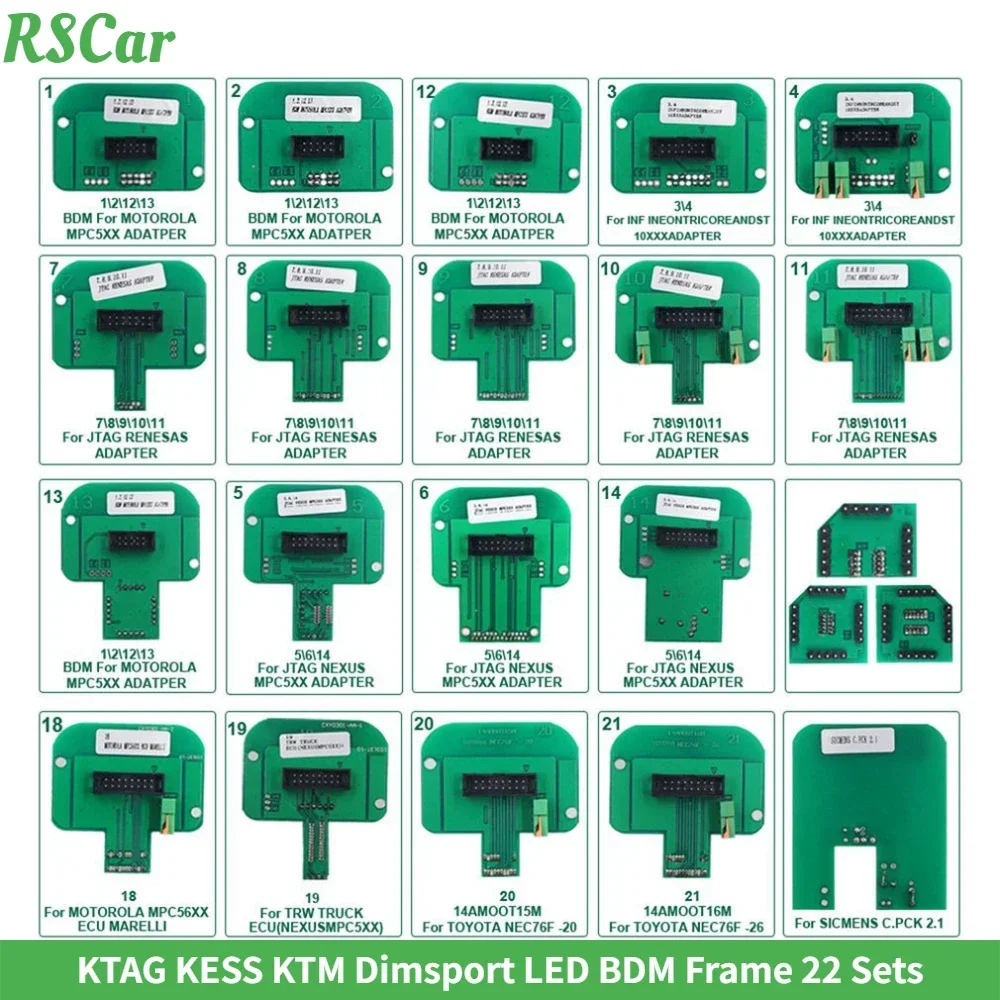 2024NEW Original Full Set 22pcs BDM Adapters for K-G K-S FGTECH BDM100 BDM Probe Adapters 22 BDM Frame ECU RAMP Chip Tuning Tool