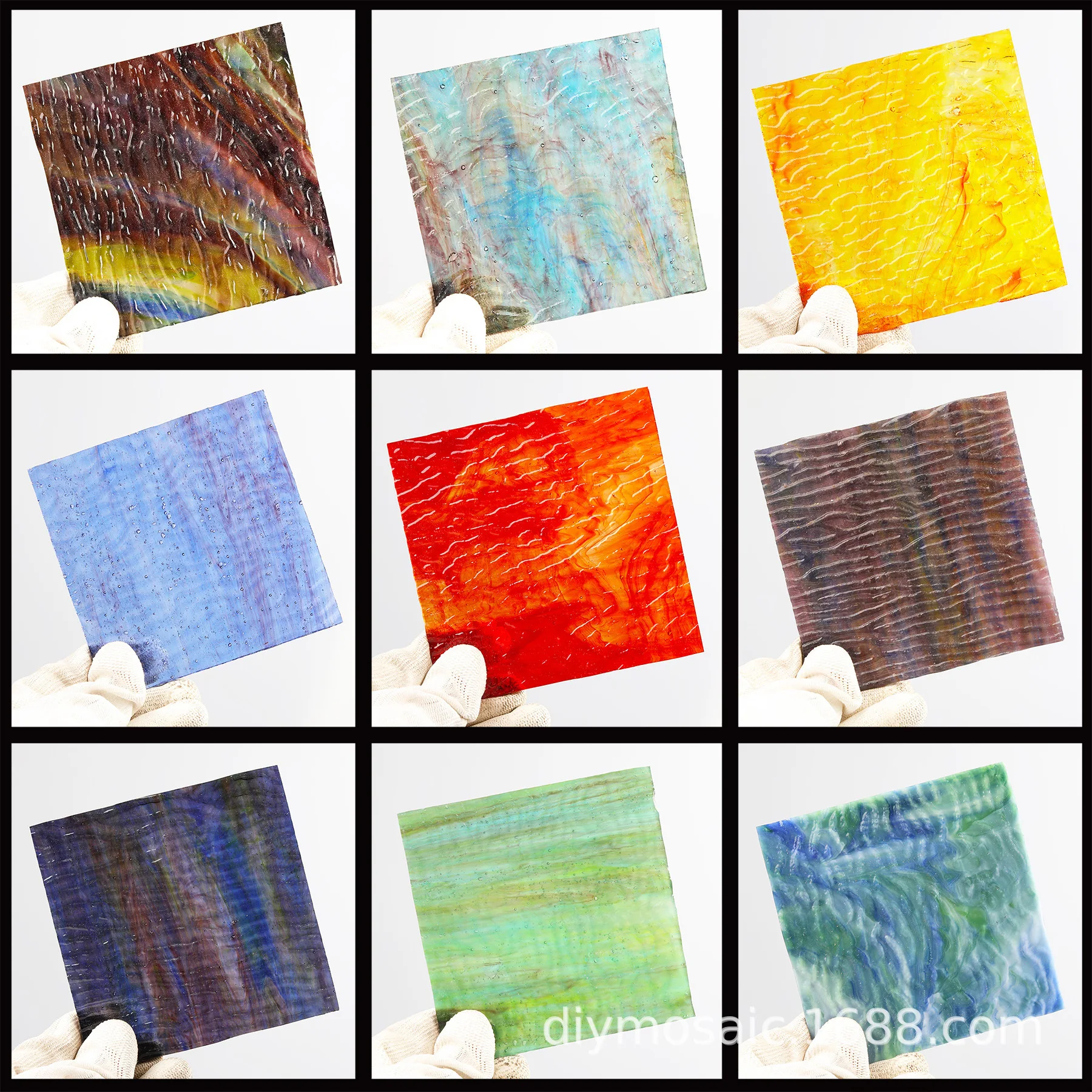 Water ripple texture color mica glass panel mural inlay DIY mosaic lamp handmade painting wholesale material