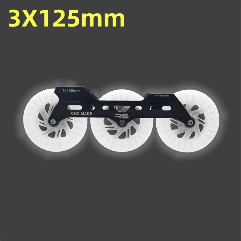 R5 Black 3X125 Skates Base with 90A LED 125mm Skating Wheel Combination 85A FUNSCOO UNICORN 125 Speed Skates Tires Frame Chassis