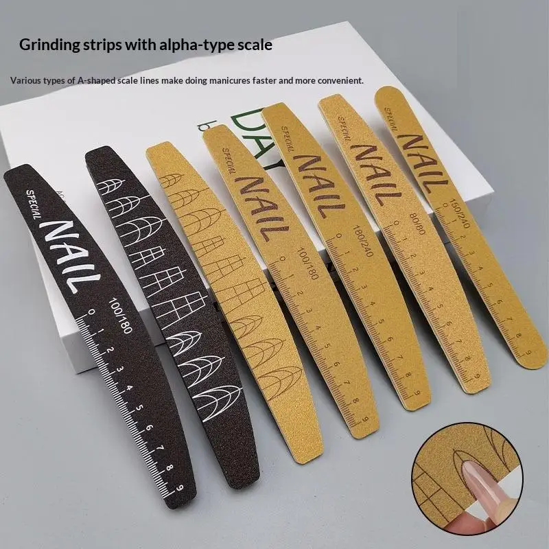 5Pcs Nail File Set with Scale, Double-Sided 80-240 Grit Sponge Buffer Block for Acrylic Nails, Manicure Shape & Buff Tool