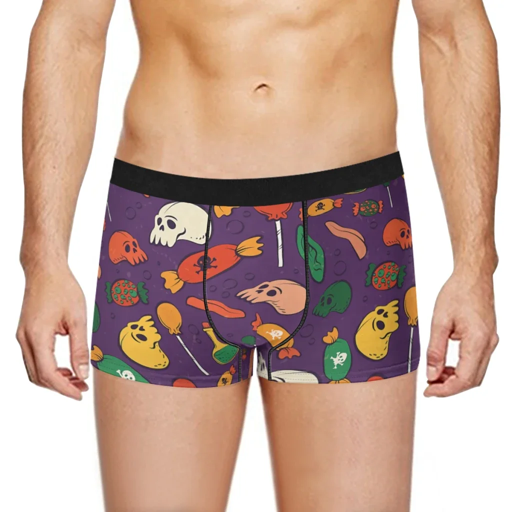 Halloween Pattern Skull Candies VintageSkull StyleUnderpants Breathbale Panties Men's Underwear Sexy Shorts Boxer Briefs