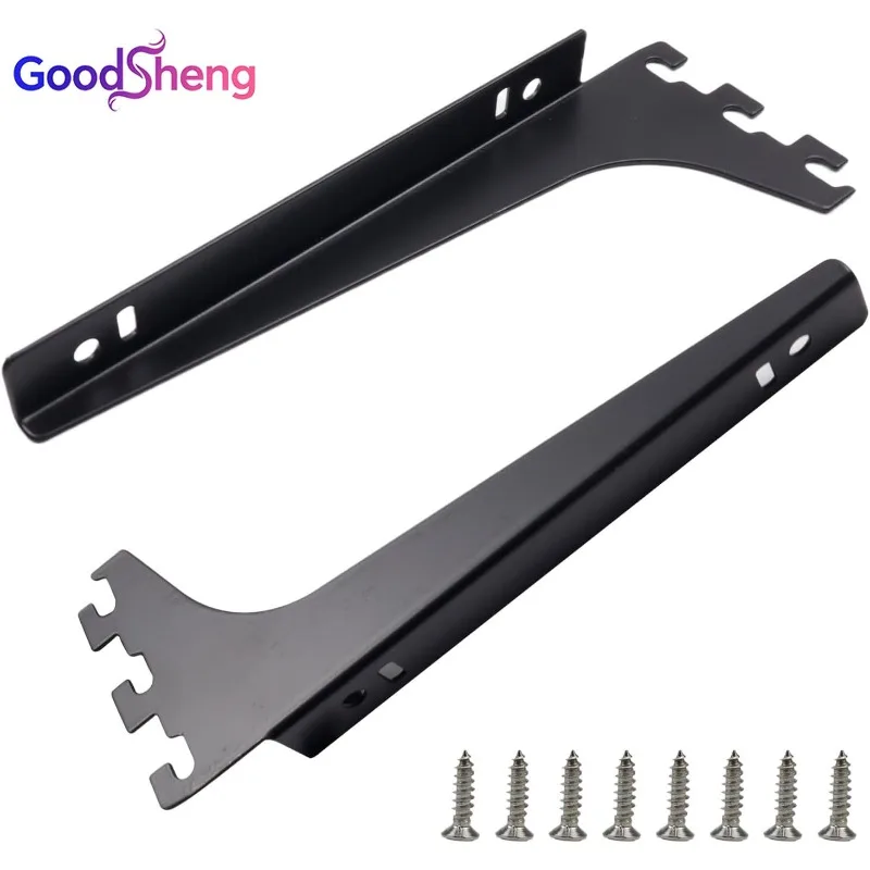 2Pcs 7.6 Inch Single Track Upright Bracket, Heavy Duty Shelf Support Bracket for Wall Shelves, Bookshelf, Garden Planks, Wall Mo