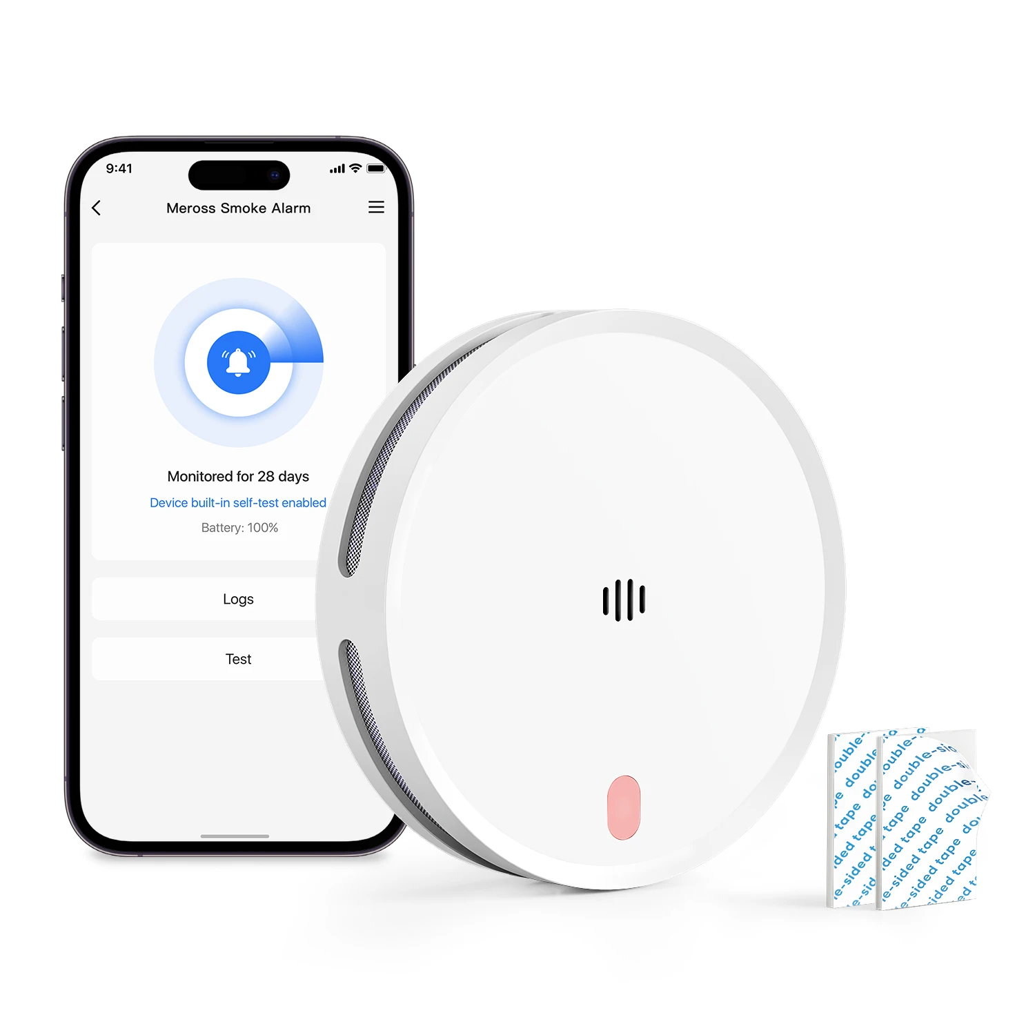 Meross – détecteur de fumée intelligent wifi MA151, avec batterie intégrée de 10 ans, capteur d'alar