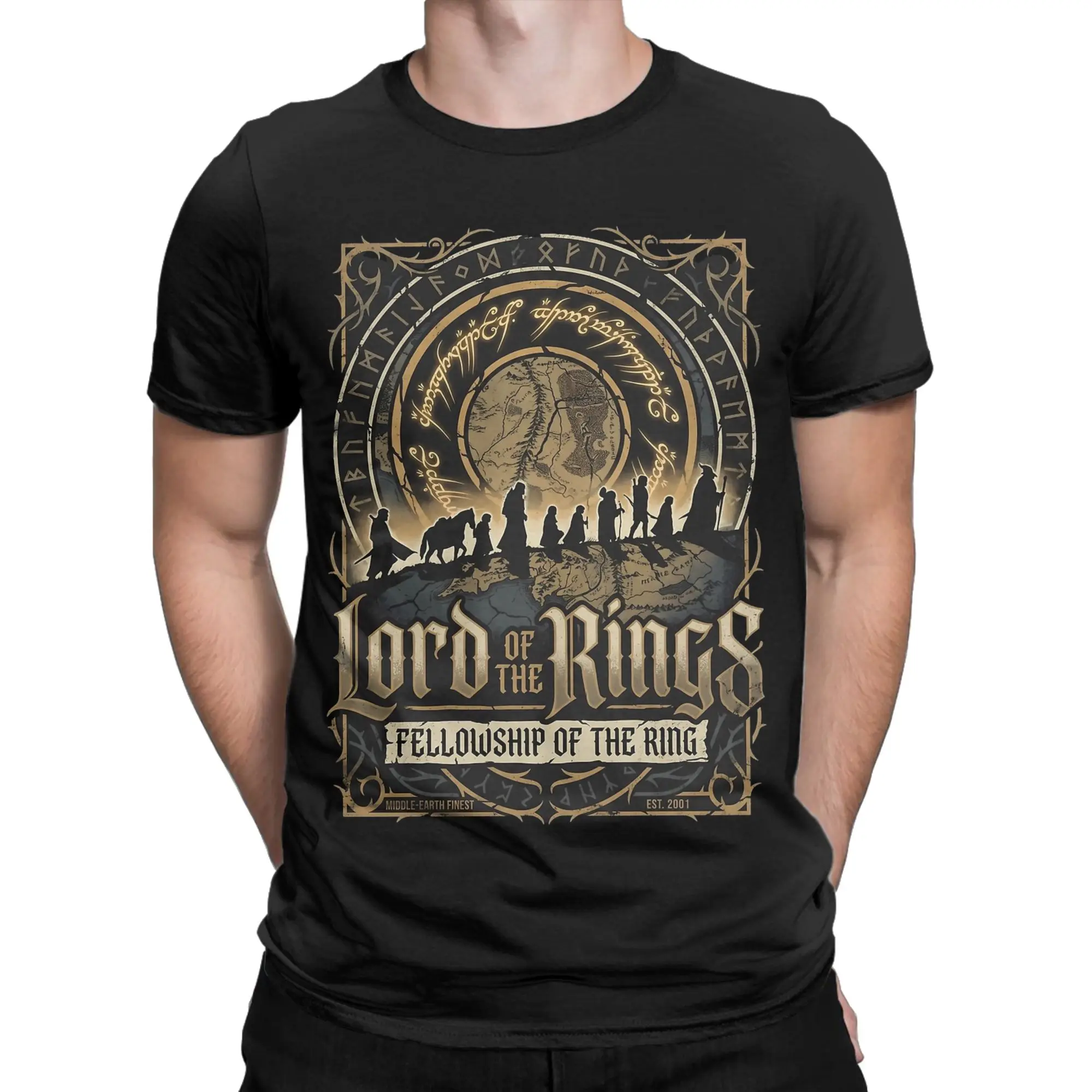 L-Lords Of The R-Rings T Shirt Men's  Cotton Novelty T-Shirt Round Collar  Tees Short Sleeve Clothes Original