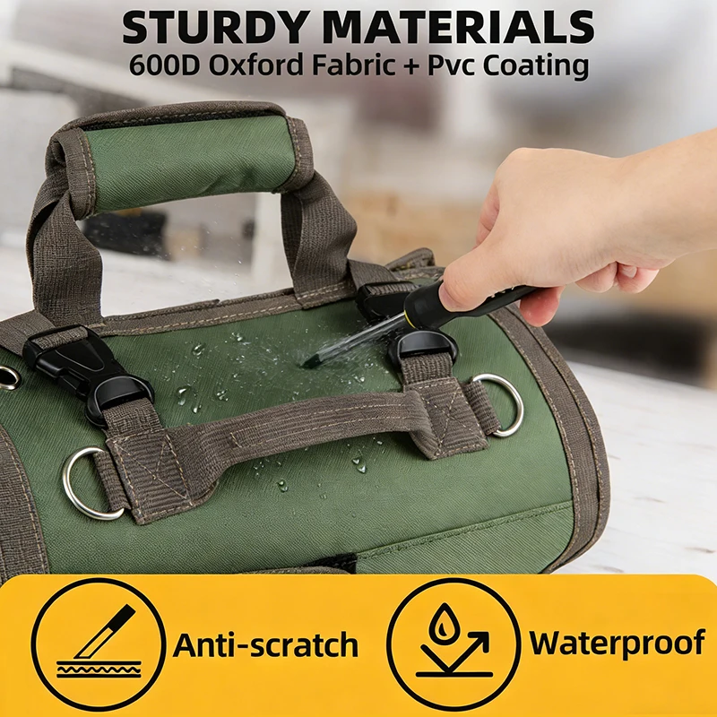 New Electrician And Mechanic's Portable Tool Roll Bag Heavy Duty Roll Up Detachable Zipper Bag