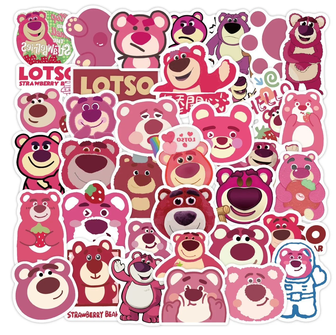 10/30/50PCS Disney Lotso Toy Story Pink Berry Bear Cute Cartoon Stickers Bicycle Laptop Phone  Fridge Anime Decal for Kid Gift