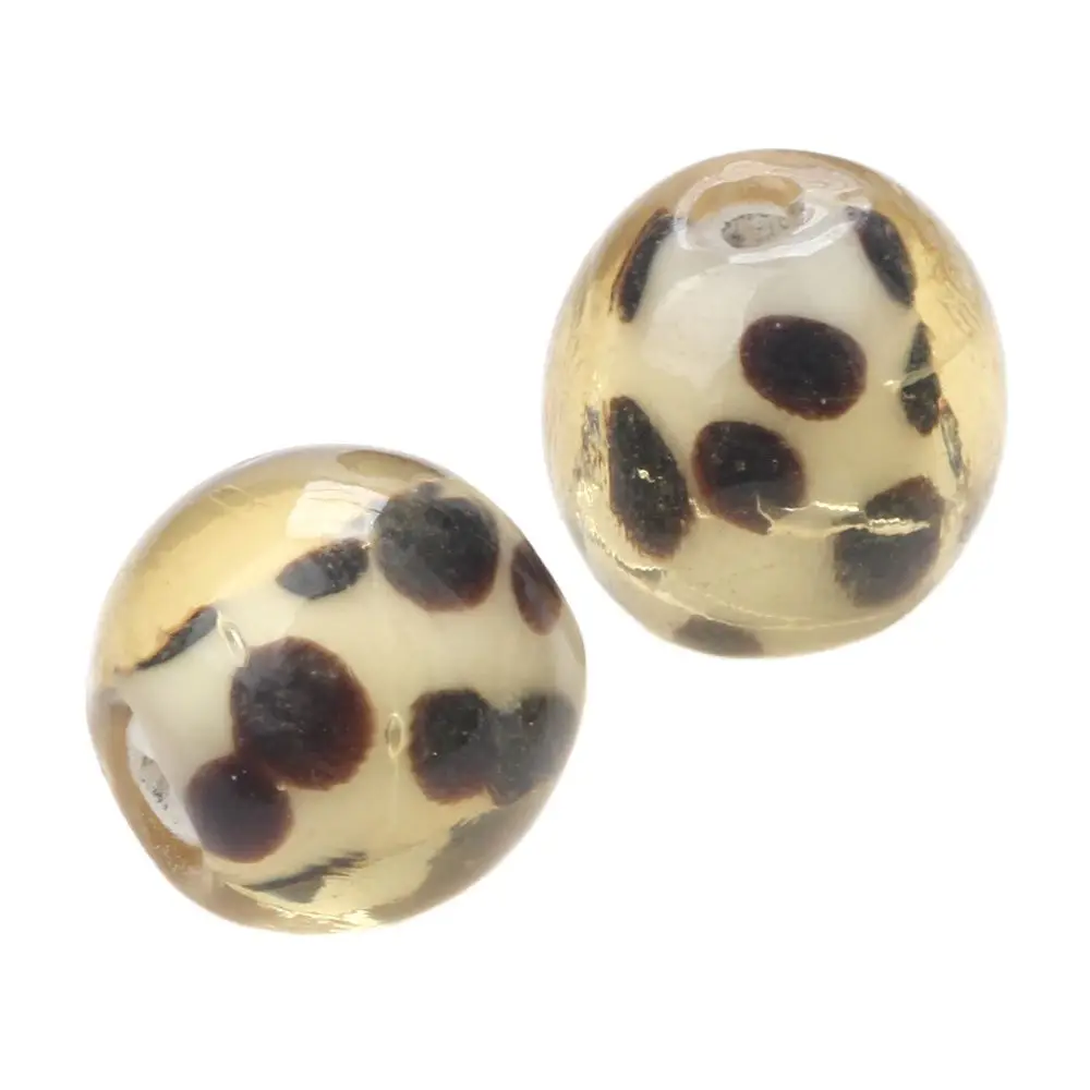 6PCS/LOT Amber Spot Color Mixed Style Handmade Lampwork Glass Beads For Crafts Charm Bracelets Necklace DIY Jewelry Making
