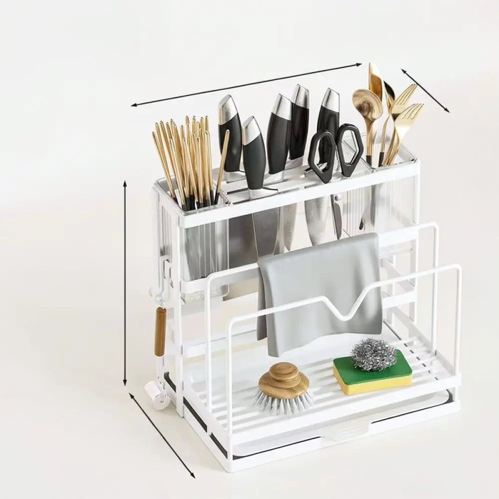 All In One Kitchen Storage Rack For Knives Pot Lid Cutting Board Organizer Stand Countertop Durable Steel Tool Holder