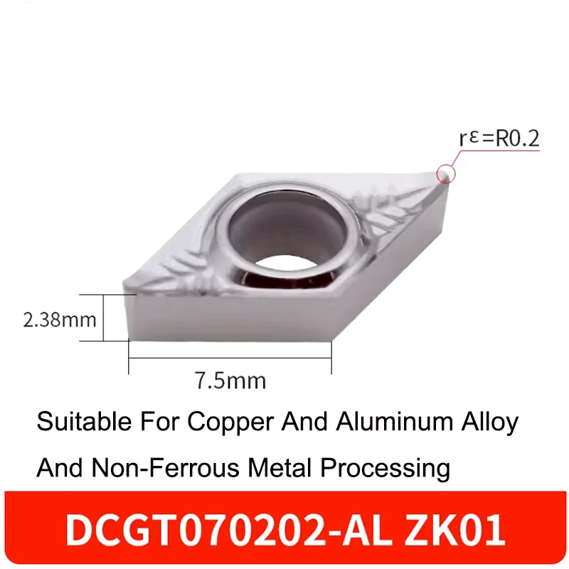 Diamond DCMT070204 Cemented Carbide CNC Turning Insert For Copper Aluminum Use Lathe Stainless Steel Processing Wear Resistance