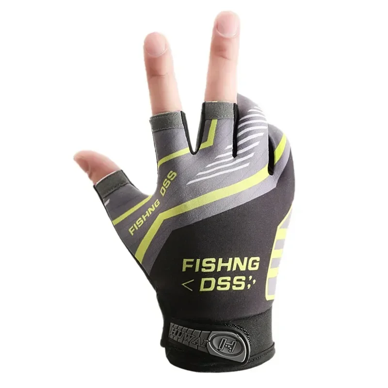 1 Pair Fishing Gloves for Men Summer Fishing Road Sub Sunscreen and Anti Slip Ice Silk Breathable Thin Three Finger Cut Gloves