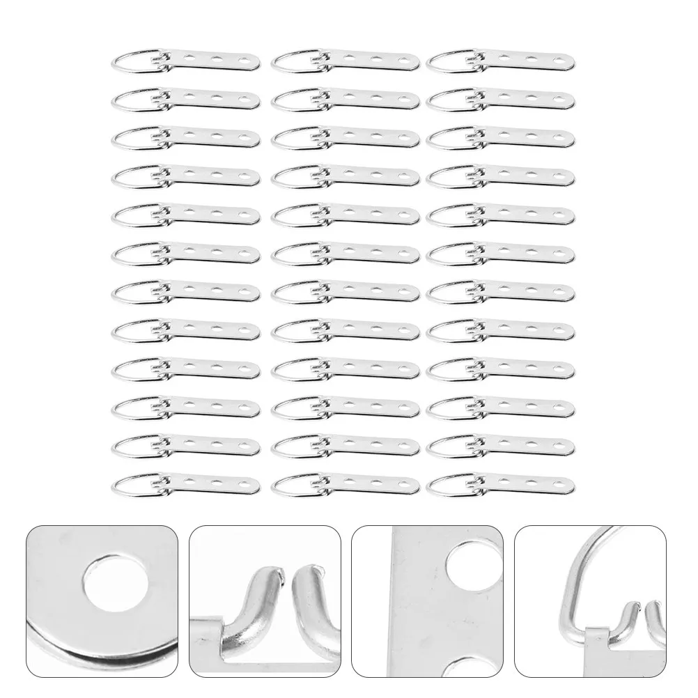 50Pcs Strong Stainless Steel Photo Frame Hanging Hooks for Picture Frames Wedding Photos Digital Art Exhibitions Home Office