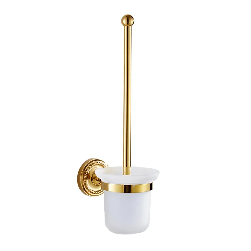 

All-copper toilet brush set, gold toilet brush holder.