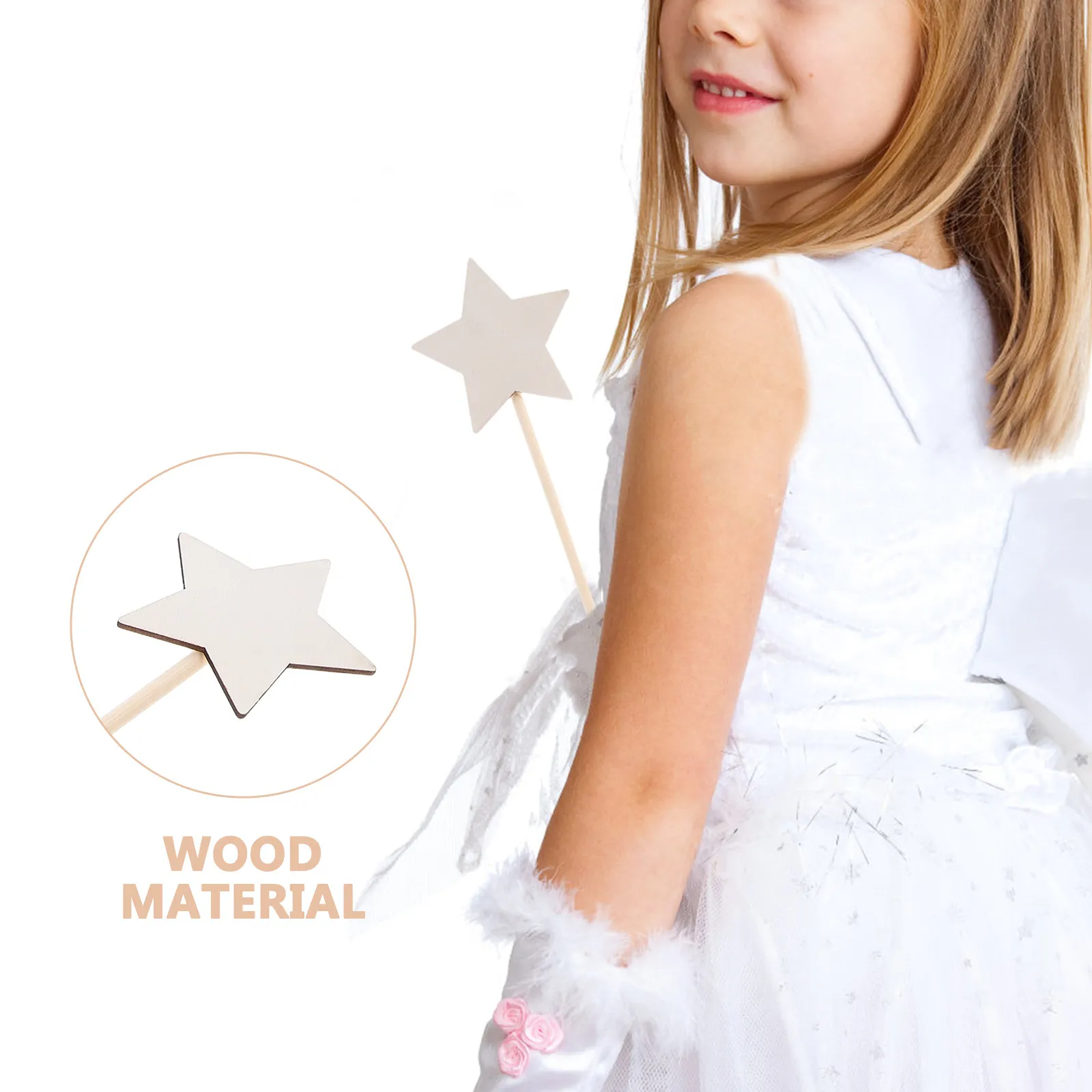10pcs DIY Wooden Star Wands Craft Kit for Kids – Fairy Princess Party Decor, Blank Unfinished Coloring Painting Set