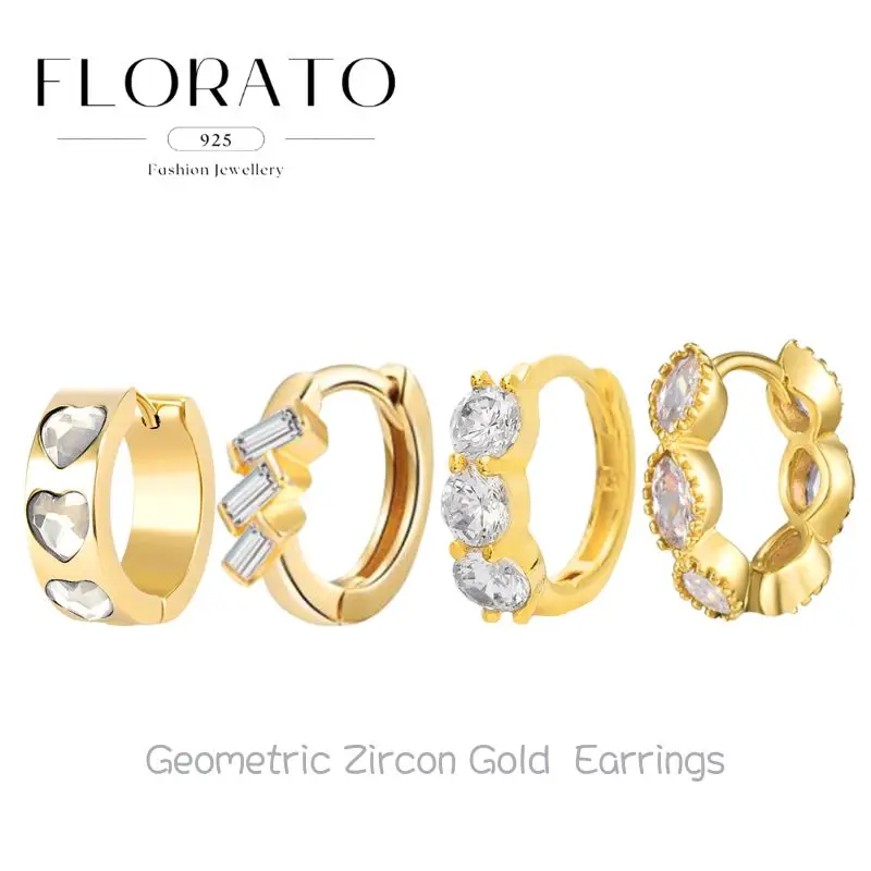 

925 Silver Needle Prismatic Zircon Multi-color Crystal Hoop Earrings For Women Simple Huggie Ear Buckle Fashion Party Jewelry