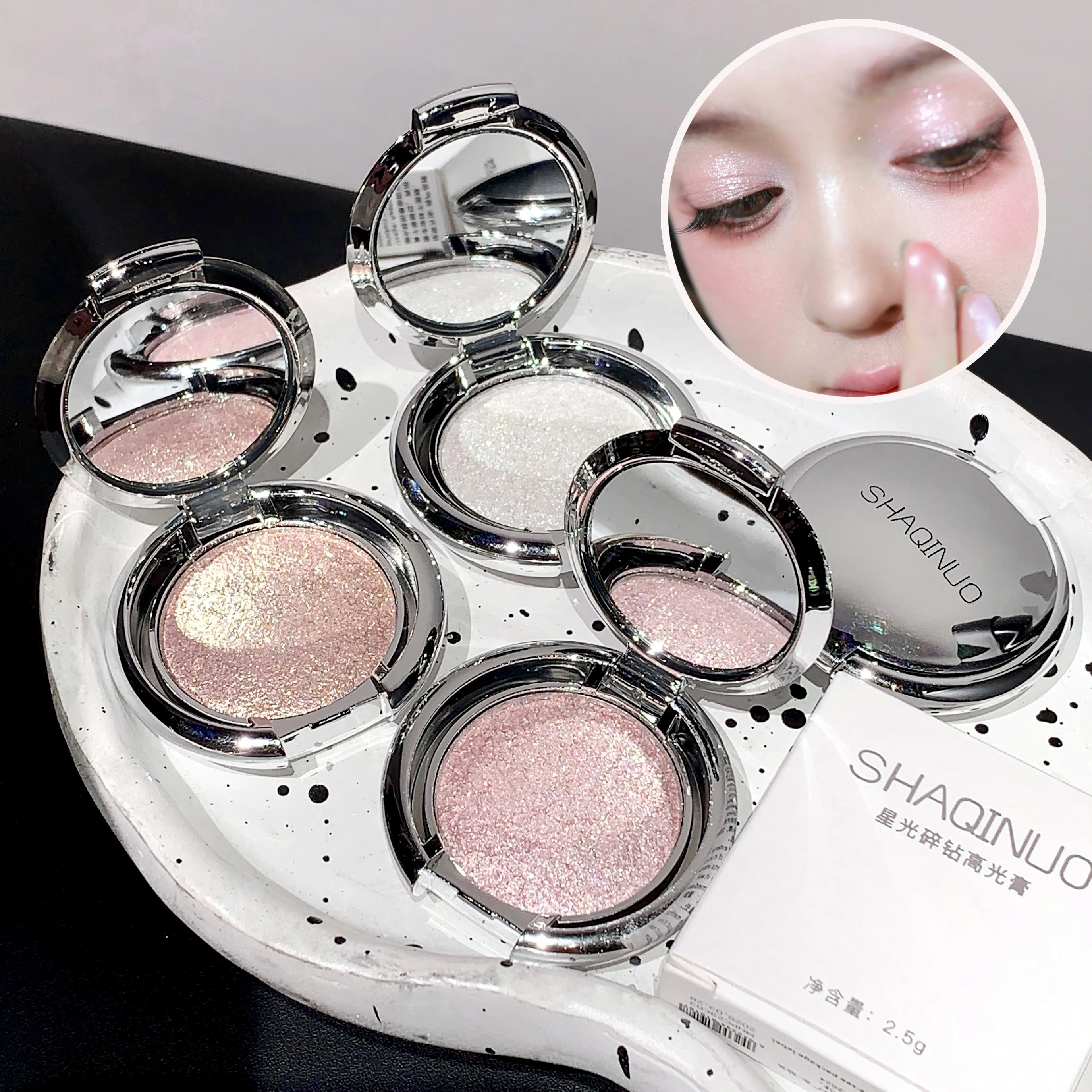 SHAQINUO Highlighter Cream, Radiant Shimmer Powder, Smooth with Potato Mash Texture, Long-lasting, Non-Flaking for Highlighting