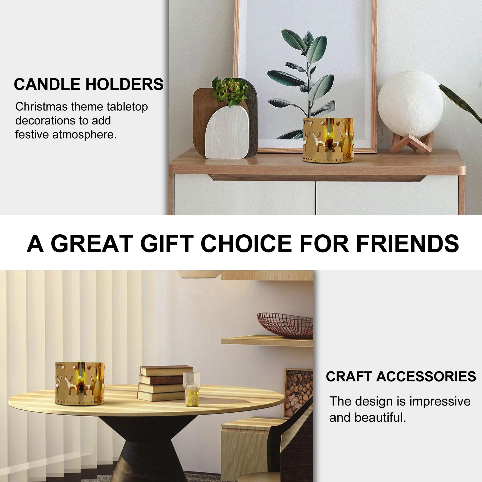 

3Pcs Christmas Hollow Iron Holders Decorative Tea Light Stand for Wedding Party Desktop Xmas Tabletop Decor