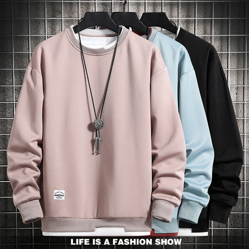 

New Fashion Mens Casual Sweatshirts Long Sleeve O-Neck Style Male Sweatshirt Spring Breathable Fitness Tee