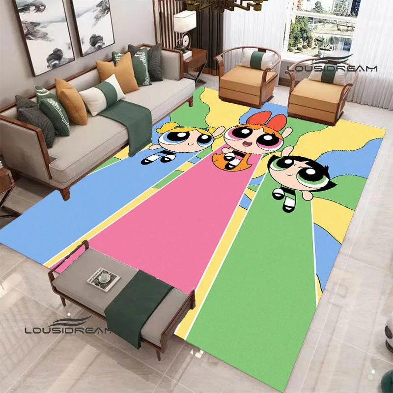 3D P-Powerpuff-Girls Cartoon carpet Non -slip carpet bedroom decoration living room decoration washroom floor mat birthday gift