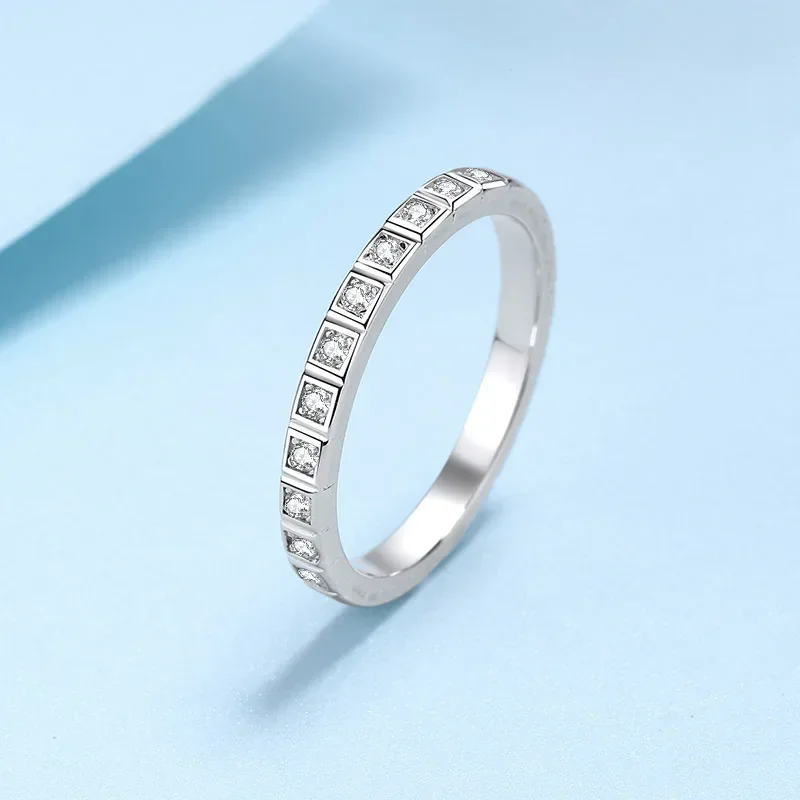 Luxury Small Row Moissanite Diamond Rings for Women, Pt950 Sparkling Real Platinum Ring Wedding Band Jewelry with Certificate