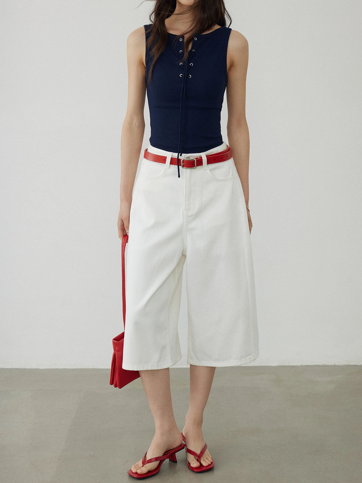 

KEARA Lenzing Mixed Ice Skin Breathable Women's Loose Straight Leg Jeans High Waist Zipper Pure Color Casual Summer Pants