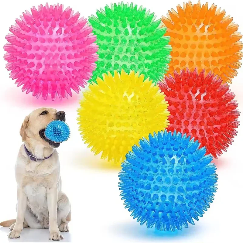 Hochelastischer TPR-Spielball für Hunde mit Noppen, Quietschend, Bissfest, Unzerstörbar, zur Zahnpflege, Interaktives Selbstspiel zur Linderung von Langeweile – Detail 3