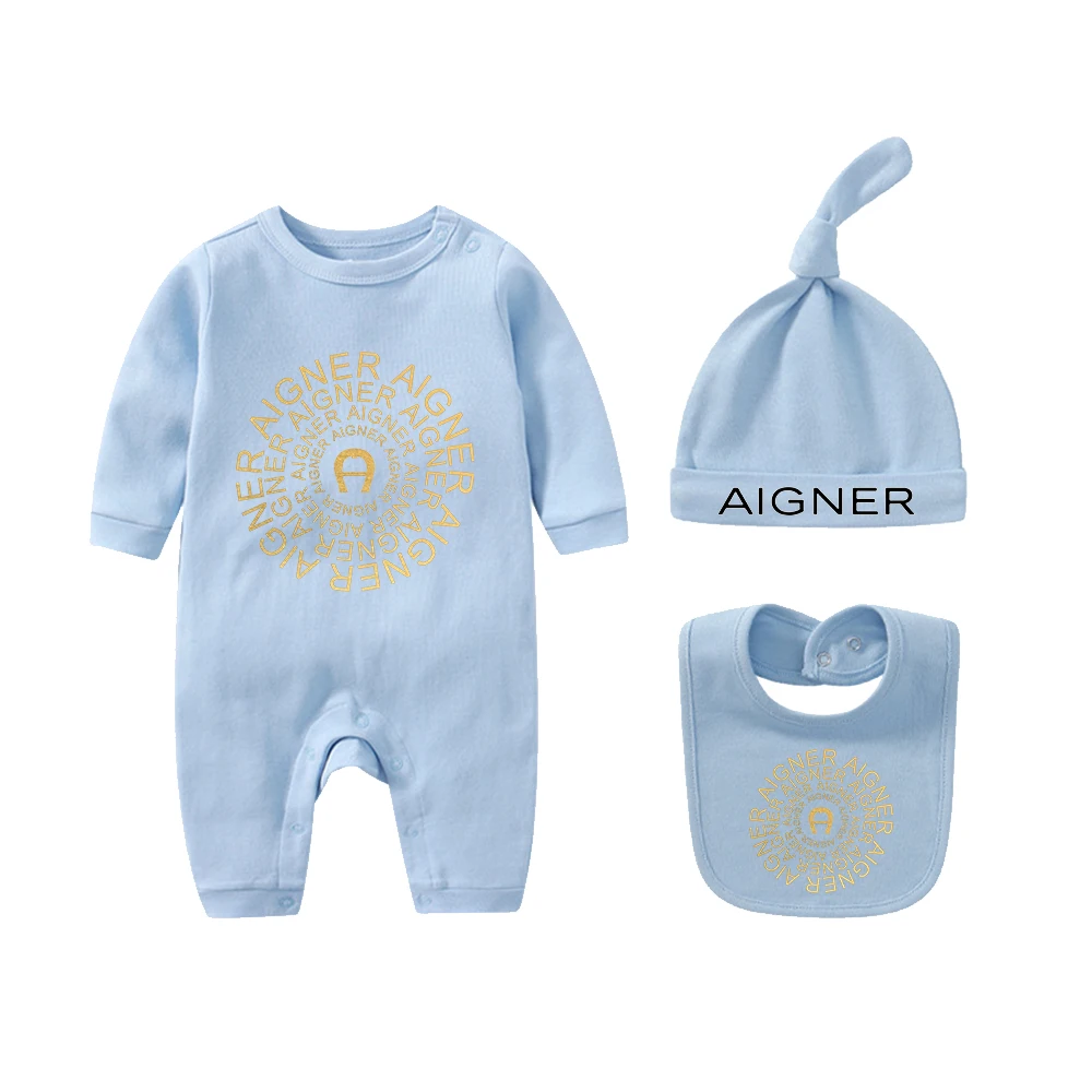 ملابس لحديثي الولادة بدلة خريف للأطفال 2025 رائجة البيع قبعة جديدة وشاح مريلة طقم بذلة بأكمام طويلة للرضع الذكور