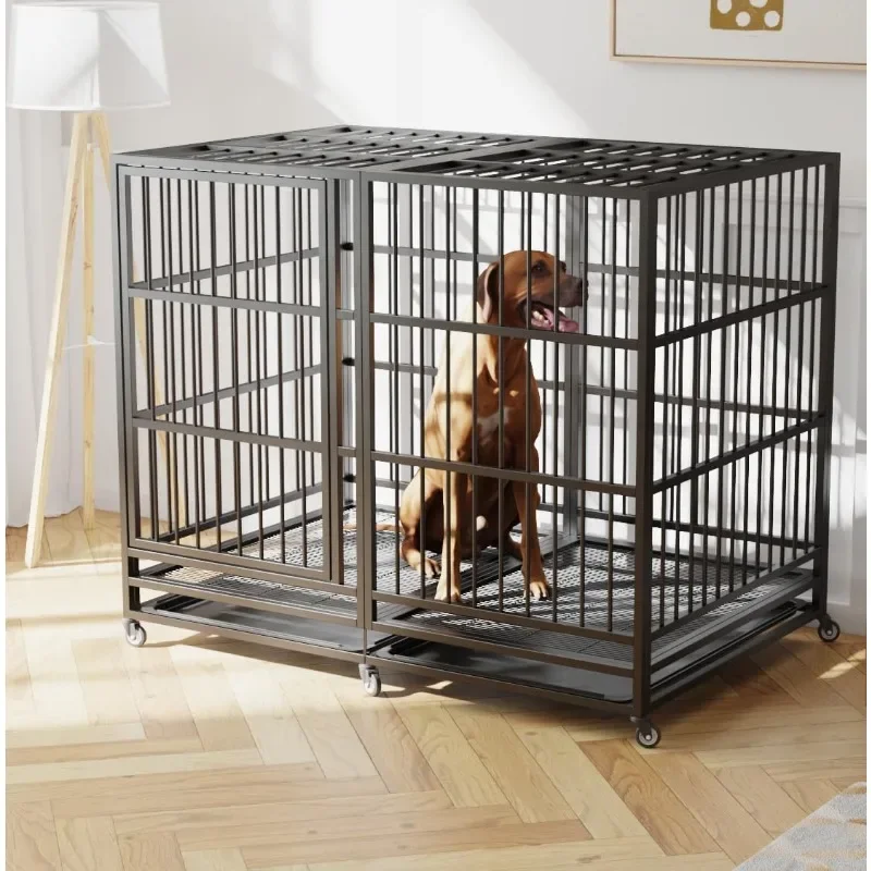 54 inch Heavy Duty Indestructible and Escape-Proof Dog Crate Cage Kennel for Large Dogs, High Anxiety Dog Crate