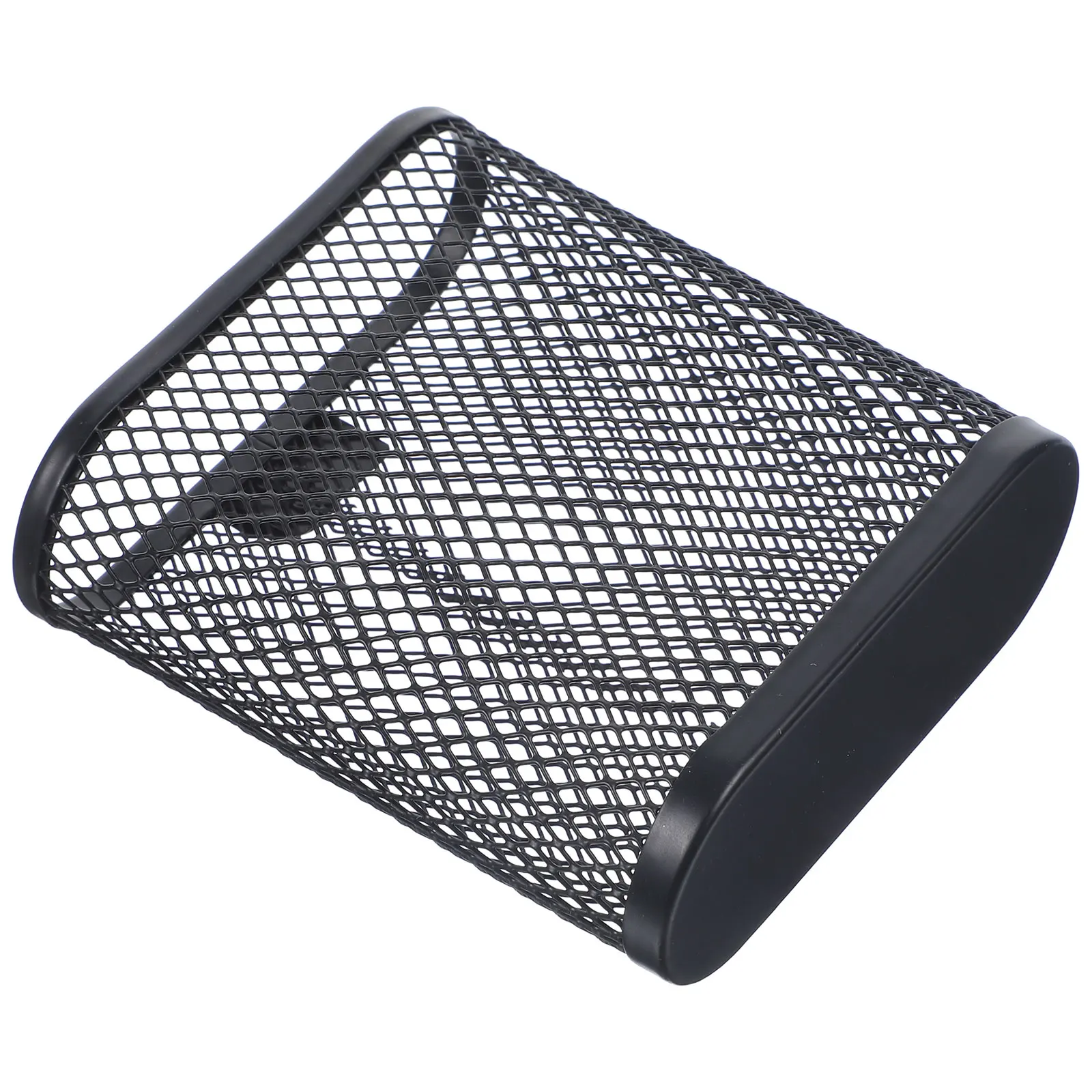 

Square Base Iron Pen Bucket Fine Workmanship Rounded Edges Desk Organizer for Stationery Toothbrushes Painting Tools Office