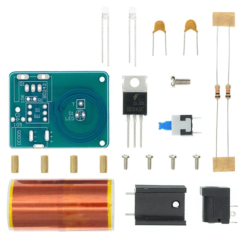 BD243 BD243C Mini Tesla Coil Kit puntelli magici parti fai da te tecnologia luci vuote elettronica fai da te BD243C modulo bobina Mini Tesla fai da