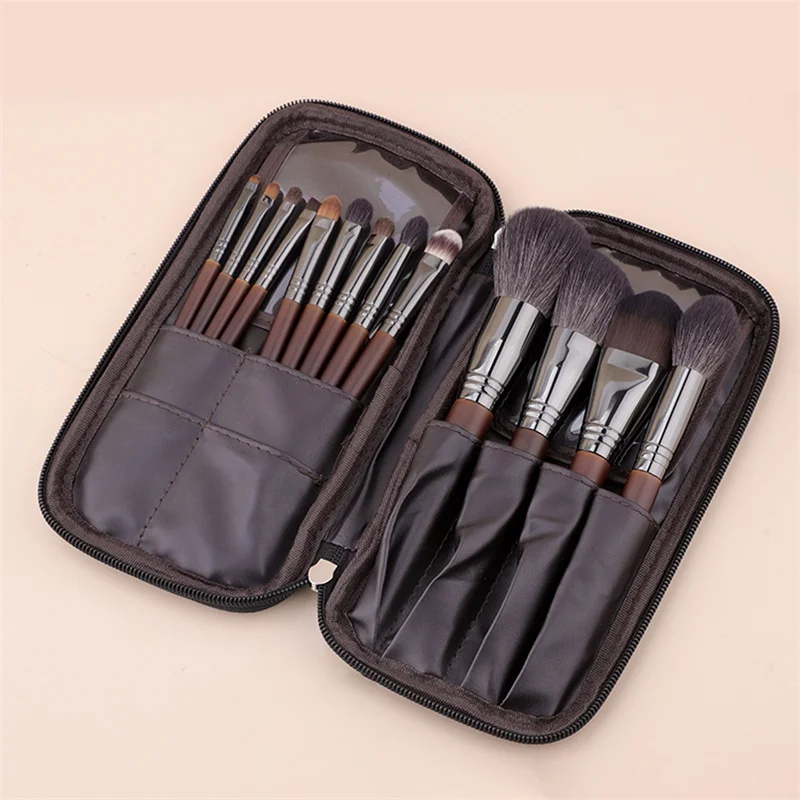 Cosmetic Brush Storage Bag Portable High End Travel Hand PU Texture Double Zipper Waterproof Storage Bag Cosmetic Case