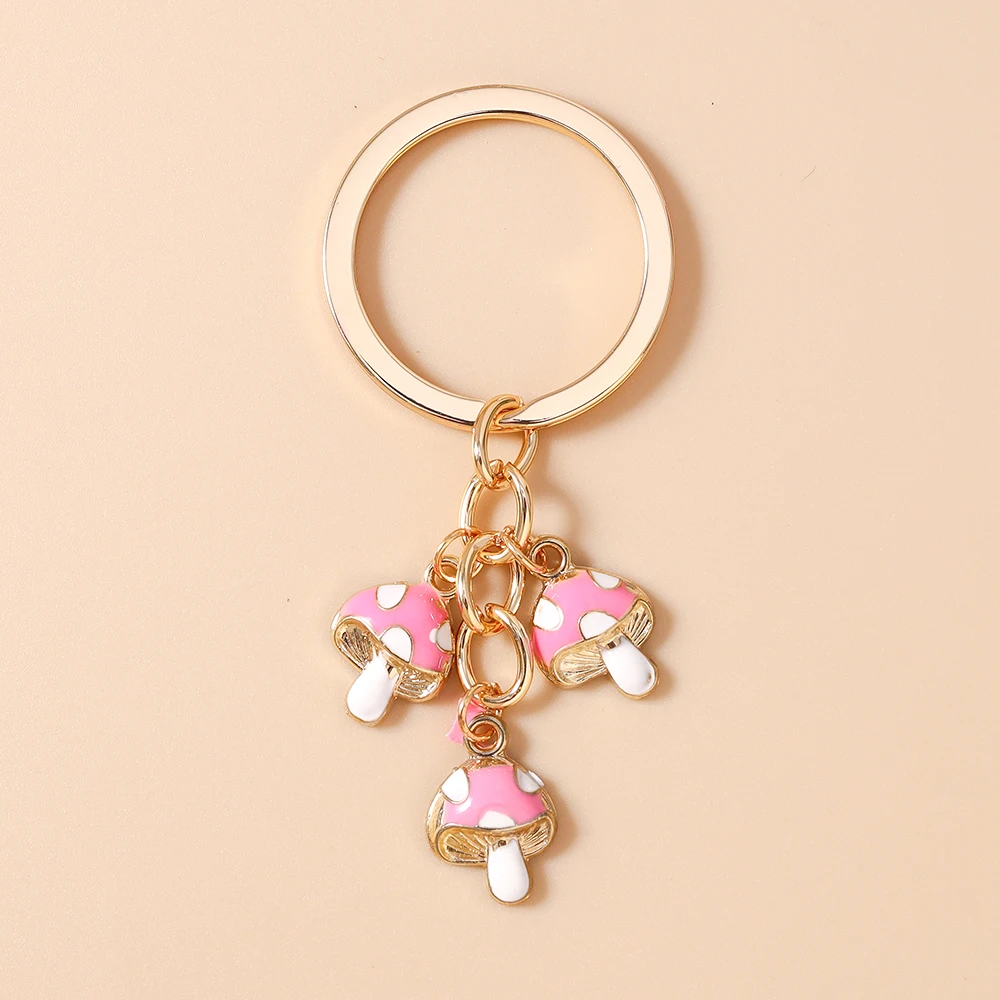 Aihua Niedlicher Pilz-Schlüsselanhänger, vergoldeter Pilz-Schlüsselring für Damen und Herren, Handtaschenanhänger, handgefertigter Schmuck, Geschenke – Detail 6