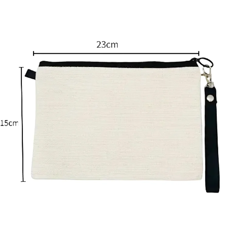 20 Pack Sublimation Blanks Linen Makeup Bags With Wristband DIY Heat Transfer Print Cosmetic and Pencil Pouches