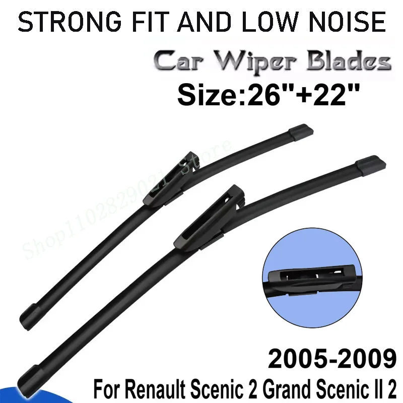 

2PCS Wiper Blades Set Kit For Renault Scenic 2 Grand Scenic 2005-2009 Front Windshield Brushes Windscreen Window Accessories