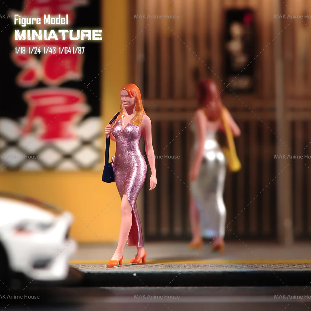 المنمنمات 1/87 1/64 1/43 1/24 1/18 الشكل مثير عصري فستان ضيق دمى الجمال نموذج مشهد المنزل حلية الدعامة سيارات لعب