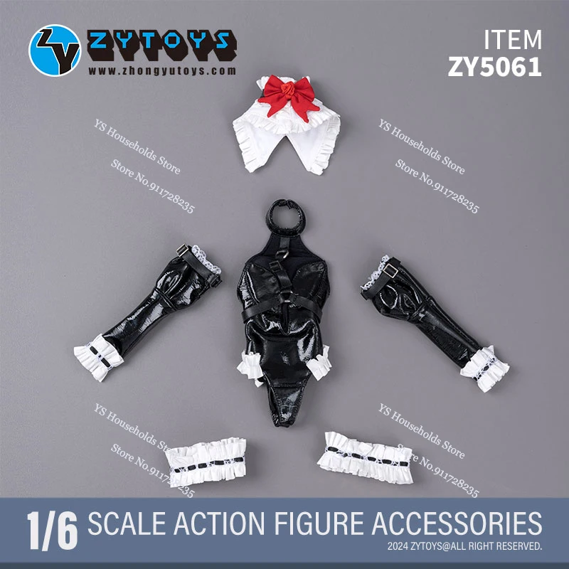 ZYTOYS ZY5061 1/6 Female Soldier Lolita Maid Cosplay Leather Swimsuit Clothes Set Accessory For 12